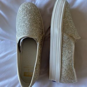 Kate Spade x Keds Platform Glitter Slip Ons